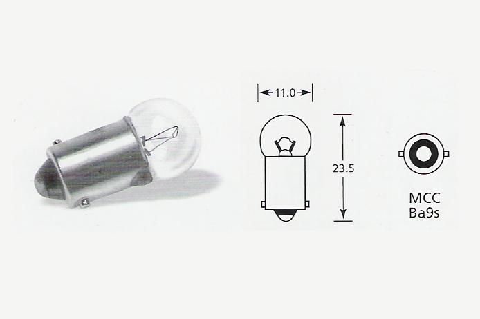 6 volt 3w MCC Ba9s